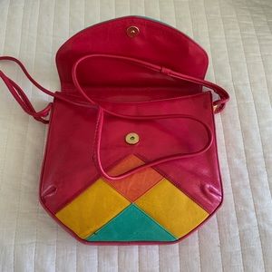 colorful geometric shoulder purse